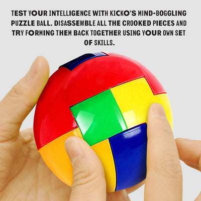 Kicko 3 Inch IQ Puzzle Ball - 12 Pc Brain Teaser Toy - Stimulator, Ideas, Class Activity