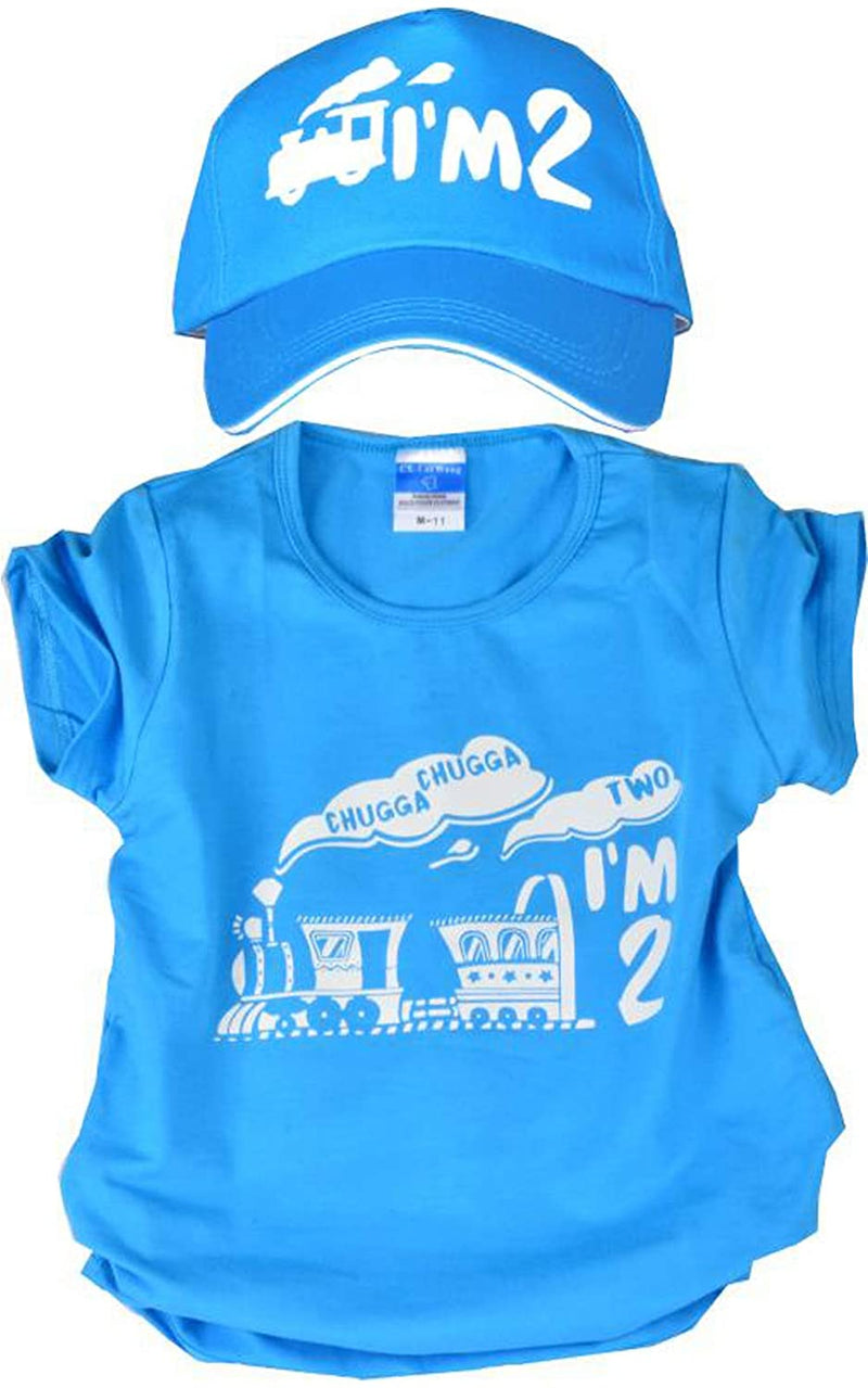 2nd Birthday Chugga Chugga Boy T shirt and Hat, chugga chugga choo choo, Kids second Train