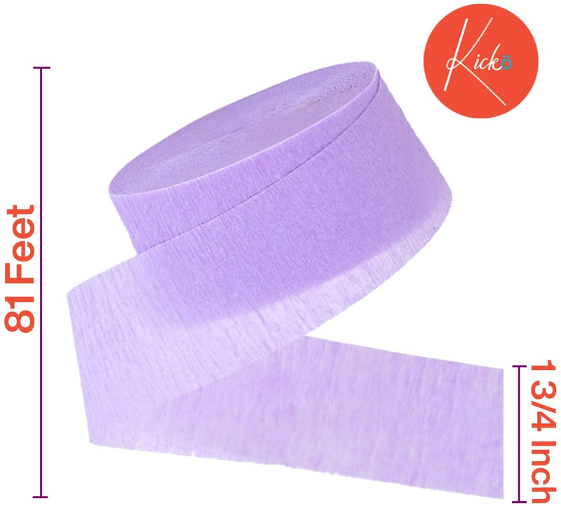 Kicko Purple Crepe Streamers - 6 Pack, 162 Feet x 1.75 Inches - for Kids, Party Favors