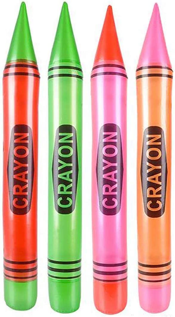 Kicko 44 Inch Inflatable Neon Crayons - 12 Pieces of Assorted Oversized Blow-Up Colored