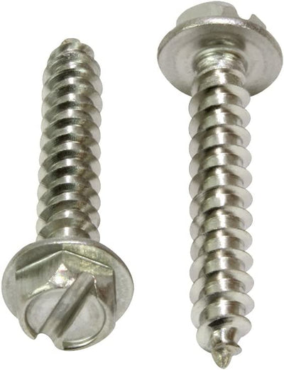 8 X 1-1/2" Stainless Slotted Hex Washer Head Screw, (100 pc), 18-8 (304) Stainless Steel
