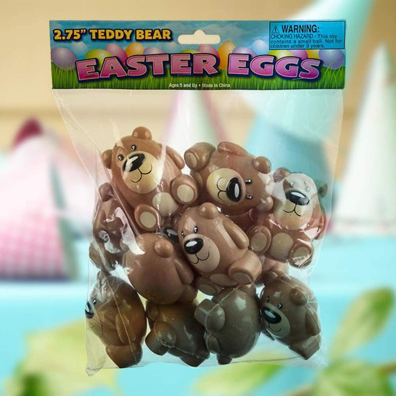 Kicko Teddy Bear Surprise Eggs - Pack of 12-2.75 Inch Plastic Bear-Shaped Eggs for Easter
