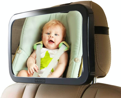 Baby Car Mirror With Cleaning Cloth - Wide, Convex Back Seat Baby Mirror For Car