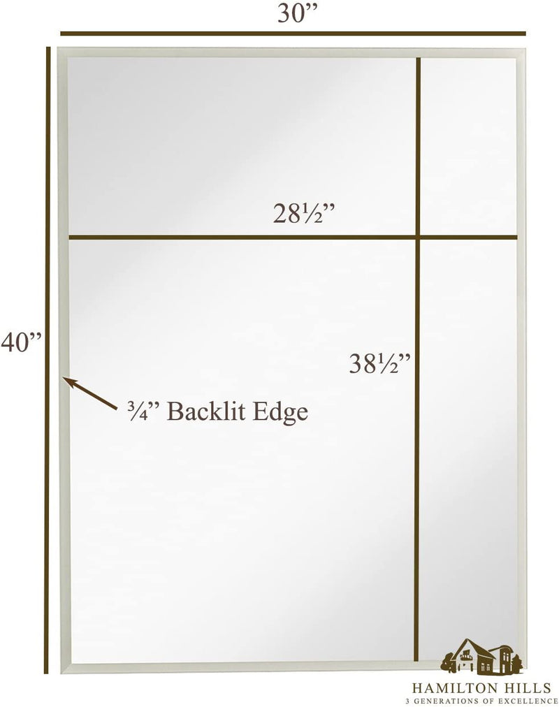 Global Frameless Mirror with Lights | Lighted Edge Backlit LED Wall Mirror | Contemporary