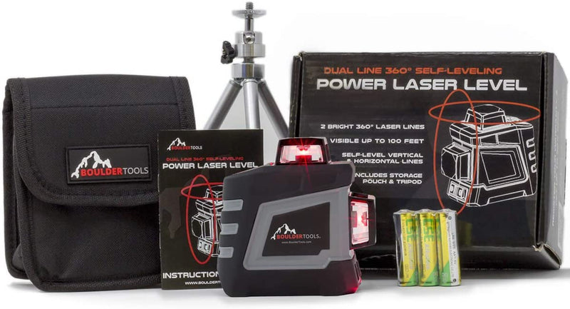 Year-End Blowout Boulder Tools Laser Level & Mini Tripod, Self-Leveling, Bright, 360