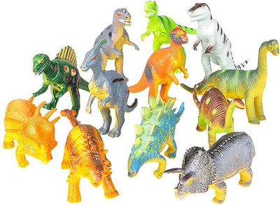 Kicko 6 Inch Bulk Dinosaur Figures- 12 Pieces of Realistic Dino Assortment in a PVC Tub