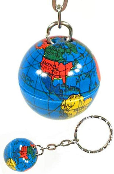 Kicko 1 Inch Globe Keychain - 12-Pack Mini Backpack Hook for Travelers - Keyring for Bag
