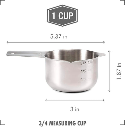 2lbDepot 1/2 Cup Measuring Cup Stainless Steel Metal, Accurate, Engraved Markings US