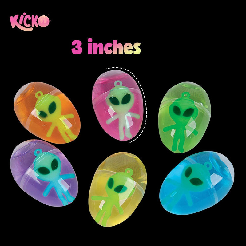Kicko Glow in The Dark Baby Alien Putty Egg - Pack of 12 Colored, Gooey, and Squishy Putty