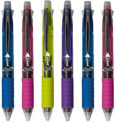 Kicko 2-in-1 Mechanical Pencil With Colored Pen - 6 Pack - Clutch Pencil with Fine
