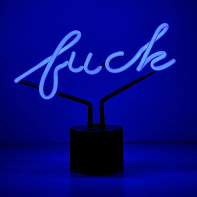 Amped & Co Neon Desk Light - Real Neon Glows Blue, Hand-Crafted Glass, Large 9"x11.5"
