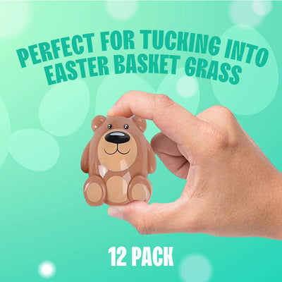 Kicko Teddy Bear Surprise Eggs - Pack of 12-2.75 Inch Plastic Bear-Shaped Eggs for Easter