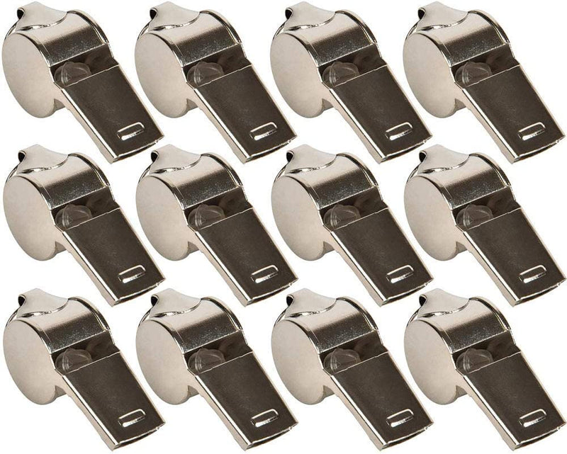 Kicko 2 Inch Metal Whistle Keychain - 12 Pack of Loud Noisemaker - Ideal for Emergency