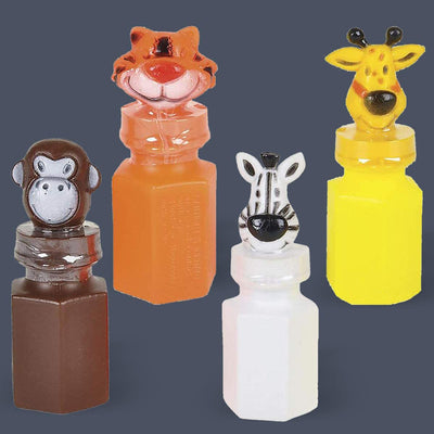 Kicko - 3 Inch Zoo Animal Bubble Bottle - 24 Pieces of Assorted Jungle Figure Blob Holders