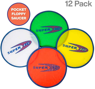 Kicko Pocket Floppy Saucer - Foldable Disc Saucer, Assorted Colors, Pack