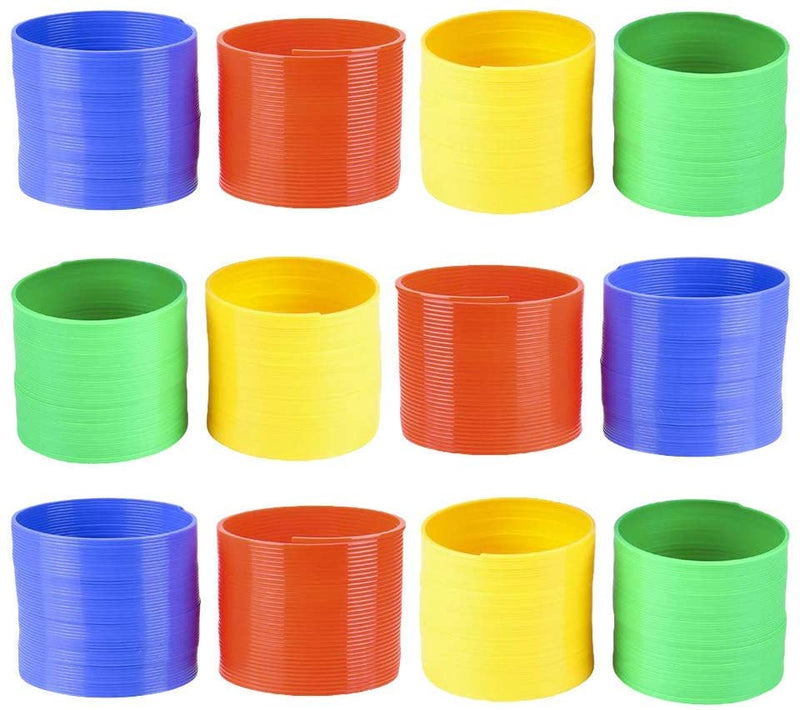 Kicko Plastic Coil Spring - 12 Pack - 3 Inch Assorted Color Spirals for Class Rewards