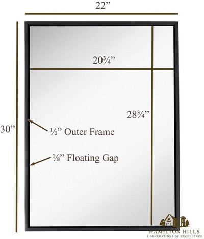 Hamilton Hills Clean Large Modern Black Frame Wall Mirror | Contemporary Premium Silver