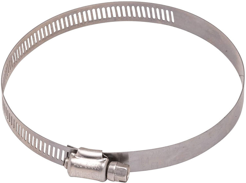 2-1/2" to 4-1/2" Diameter Stainless Hose Clamp, 9/16" Wide Band, (64) 300 SS, 18-8 S/S