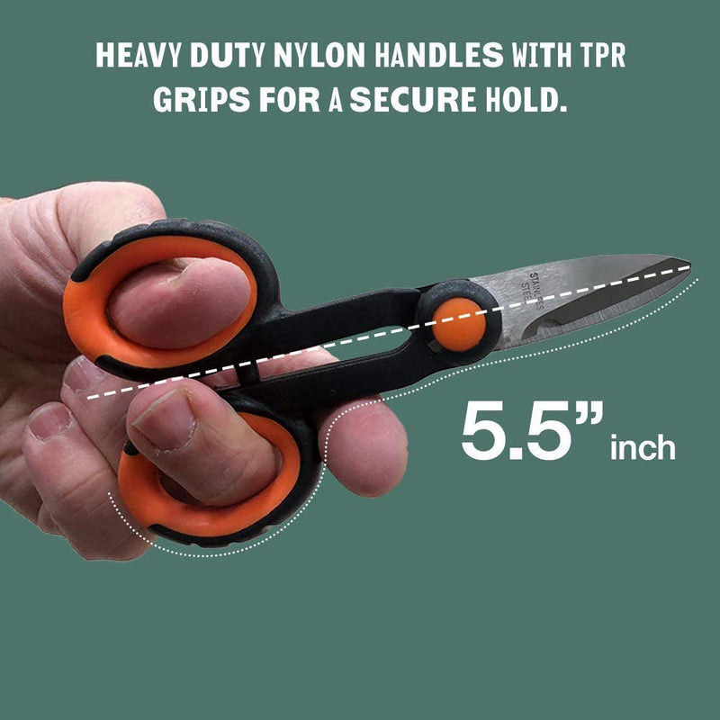 Katzco Multipurpose Utility Snips - 2 Pack - 5.5 Inch - Finely Serrated Wire Cutters