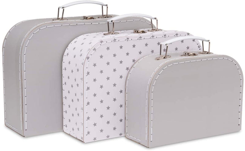 Jewelkeeper Paperboard Suitcases, Set of 3  Nesting Storage Gift Boxes for Birthday