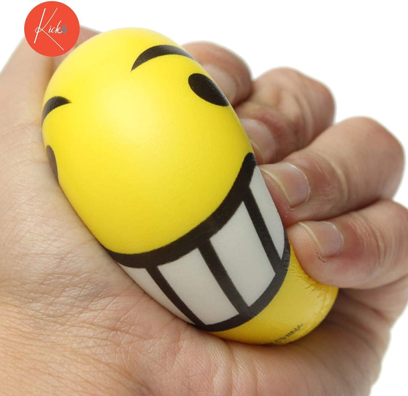 Kicko Emoji Squish Balls - 12 Pack - Emoticon Play Balls - for Party Favors, Stress