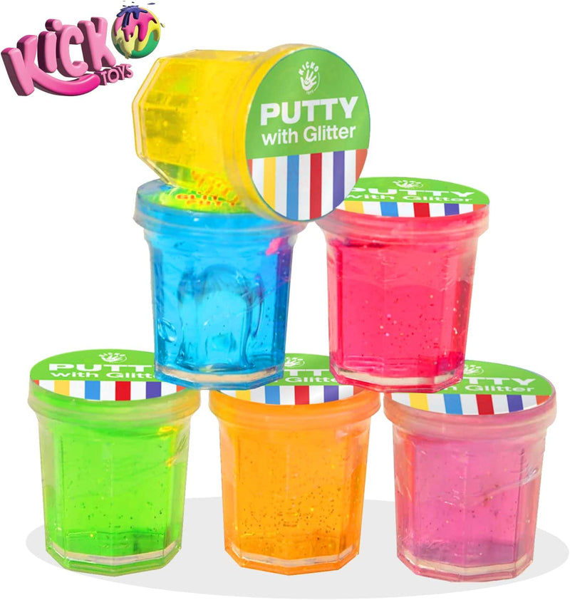 Kicko Mini Putty With Glitter - 48 Pack Assorted Neon Color Sludge - Educational Fidget