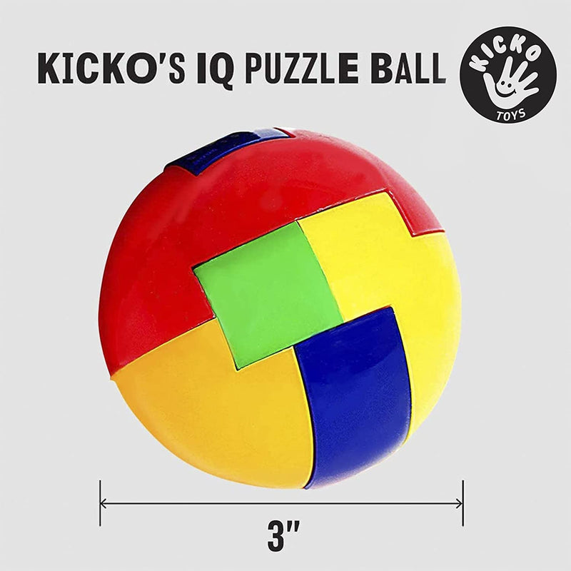 Kicko 3 Inch IQ Puzzle Ball - 12 Pc Brain Teaser Toy - Stimulator, Ideas, Class Activity