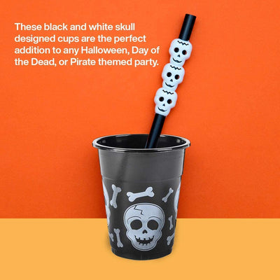 Kicko Skull and Bones Party Cups - 100 Pack - Disposable Drink Cups for Kids and Adults