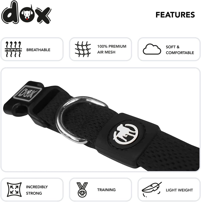 DDOXX Dog Collar Air Mesh, Adjustable, Padded | Many Colors & Sizes | for Small, Medium
