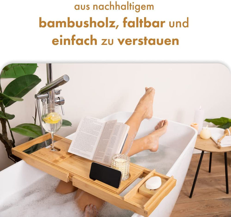 Tranquil beauty bathtub shelf extendable sustainable bamboo bathtub board