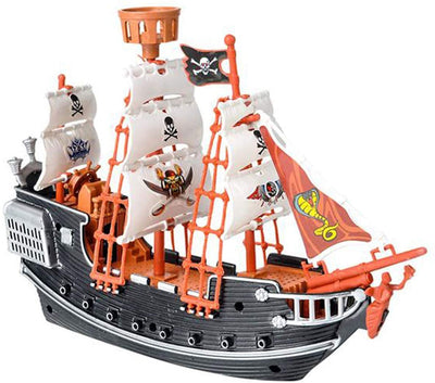 Kicko Skeleton Pirate Ship Galleon - 1 Pack - 10 Inch - Caribbean Adventure Toys for Kids