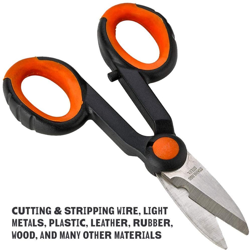Katzco Multipurpose Utility Snips - 2 Pack - 5.5 Inch - Finely Serrated Wire Cutters