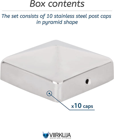 10 X Post Caps For Fence Posts 70 X 70 Mm Galvanised Steel Pyramid Shape Cover