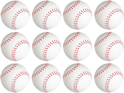 Kicko 2.5 Inch Baseball Stress Ball - 12 Pieces Squishy Sports Toy - Party s, Hand