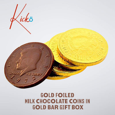 Kicko Milk Chocolate Gold Bars - 3 Bars with 3 Bags of 25 Pieces of Chocolate- 27oz