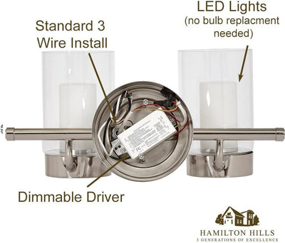 Hamilton Hills Polished Nickel Candle Light Hanging Pendant | Glass Surrounded LED