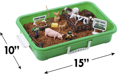 Farm Sand Play Set - Sensory Toys for Kids with 2 lbs of Sand, Farm Animals, Signs