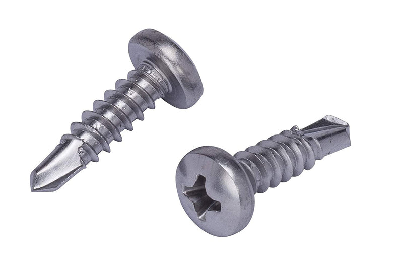 12 X 3/4" Stainless Pan Head Phillips Self Drilling Screw, (25pc), 410 Stainless Steel
