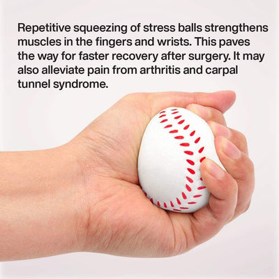 Kicko 2.5 Inch Baseball Stress Ball - 12 Pieces Squishy Sports Toy - Party s, Hand
