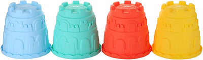4 Pack Sand Castles Beach Buckets Toy Set,Colorful Sandcastle Mould Pails for Kids