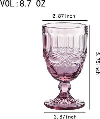 Colored Glass Goblet Vintage - Pressed Pattern Wine Glass Wedding Goblet - 8.7 Ounce