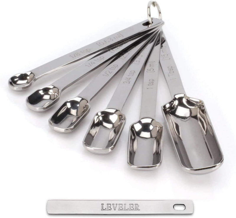 2lbDepot Measuring Spoons Set of 7 Includes Bonus Leveler, Premium, Rust Proof, Heavy