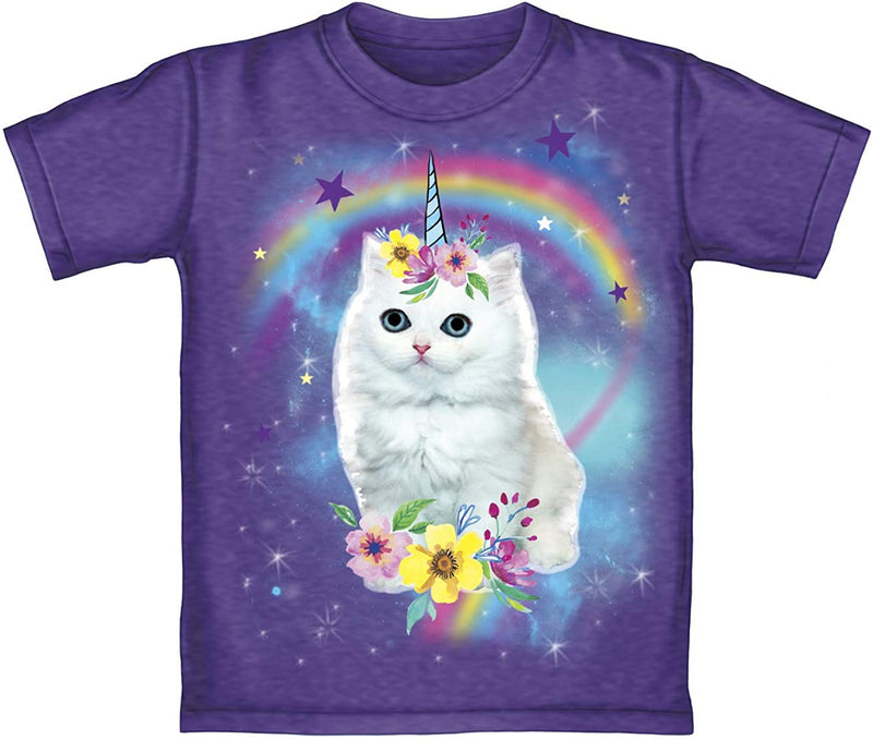 Unicorn Cat Heathered Youth Tee Shirt (Medium 8/10