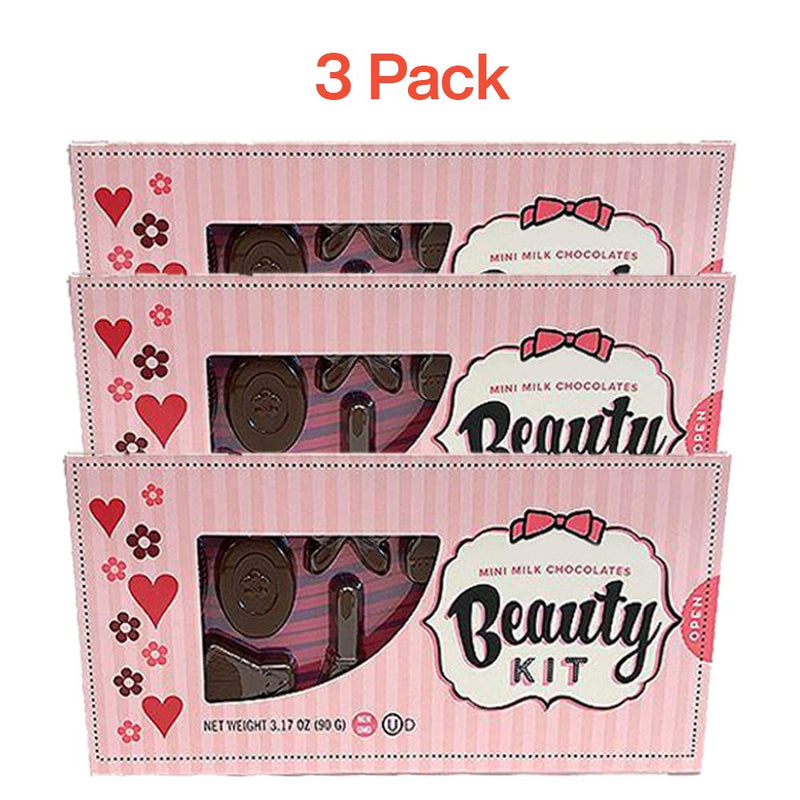 Kicko Mini Milk Chocolate Beauty Kit - Combs, Ribbons, Curlers - 3 Sets of 11 Pcs, 3.17