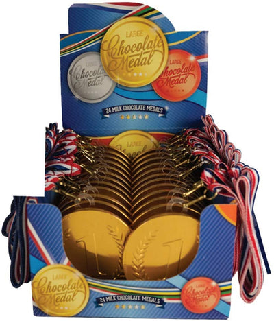 Kicko Milk Chocolate Gold Medallion with Ribbon - 1 Set of 24 Pcs - 0.8 Ounces Each - 3