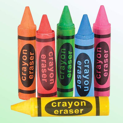 Kicko Crayon Shaped Erasers - 12 Pack Rubber Pencil Eraser - for School Supplies, Party