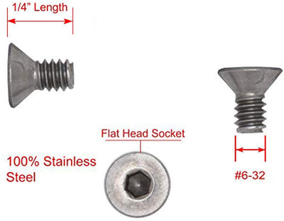 6-32 X 1/4" Stainless Flat Head Socket Cap Screw Bolt, (100pc), 18-8 (304) Stainless