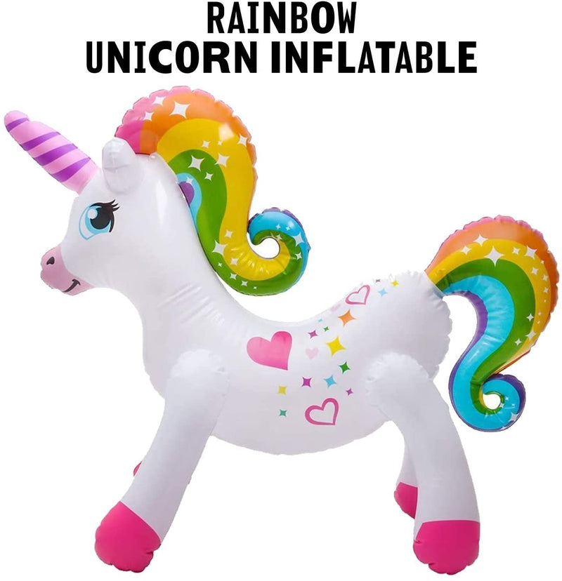 Kicko Rainbow Unicorn Inflatable - 48 Inch Colorful Unicorn-Shaped Inflate - Perfect