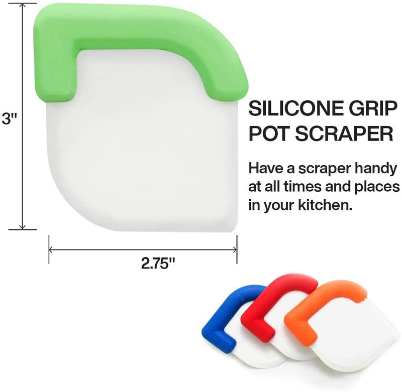 Kitch N Wares Silicone Pot Scraper - Set of 4 Durable Scrapers with Grips - Perfect