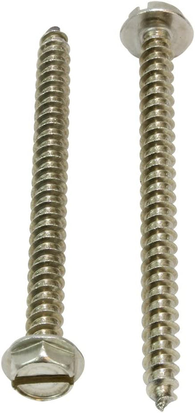 10 X 3" Stainless Slotted Hex Washer Head Screw, (25 pc), 18-8 (304) Stainless Steel